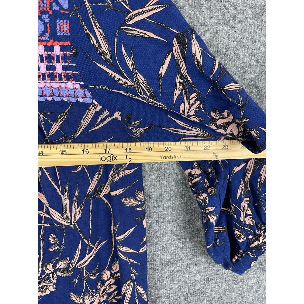 Anthropol Women's Indigo Floral Peasant Embroidered Top Size Medium - Picture 5 of 9